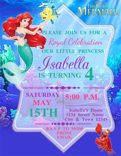 Little Mermaid Birthday Invitation Template Postermywall