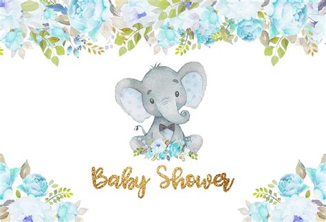 Vinyl Photography Background Blue Flowers Elephant Boy