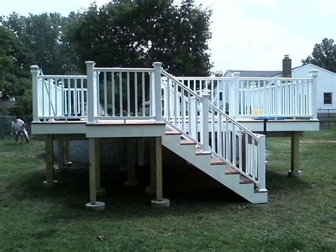 Trex Composite Deckingside Stair Shot Covered Risers With White Pvc