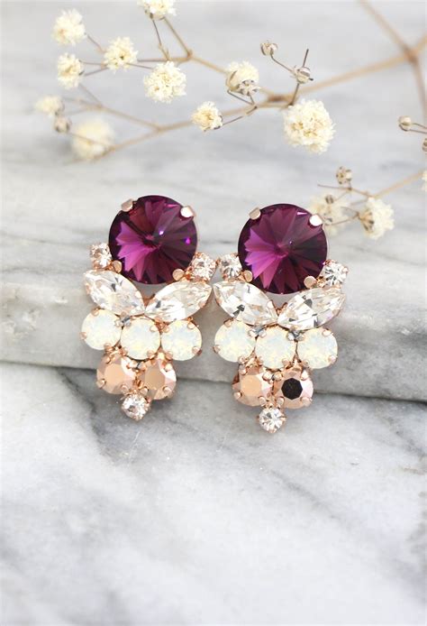 Purple Bridal Earrings Purple Stud Earrings Purple Amethyst | Etsy | Purple amethyst earrings ...