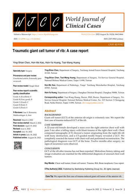Pdf Traumatic Giant Cell Tumor Of Rib A Case Report