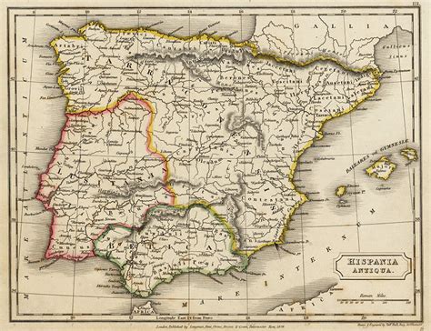 Old And Antique Prints And Maps Ancient Spain And Portugal 1827