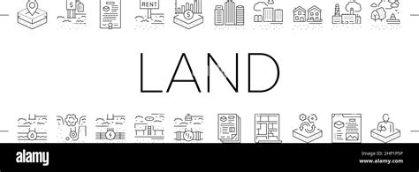 Land Property Business Collection Icons Set Vector Stock Vector Image