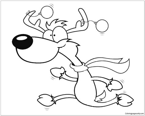 Coloring pages for christmas are available below. Cartoon Christmas Reindeer Coloring Page - Free Coloring ...