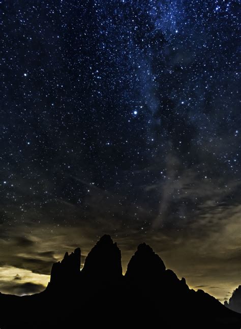The Milky Way Above The Tre Cime Di Lavaredo Landscape