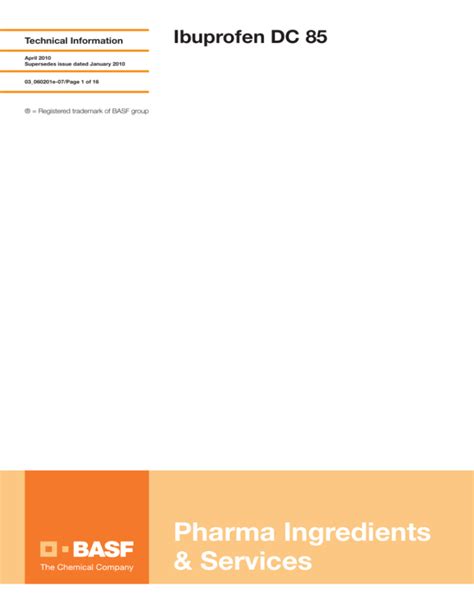 Pharma Ingredients And Services Ibuprofen Dc 85
