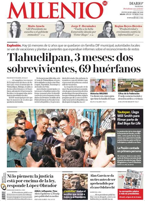 Periódico Milenio México Periódicos De México Edición De Jueves 18
