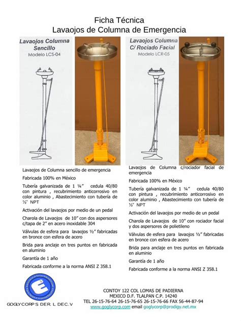 Pdf Ficha T Cnica Lavaojos De Columna De Emergencia Inicio De Lavaojos Pdf Activaci N Del