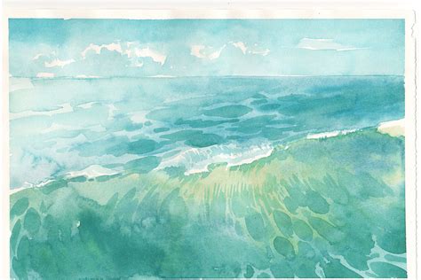 Watercolor Sea Waves Illustration Sea Background By Artha Graphic