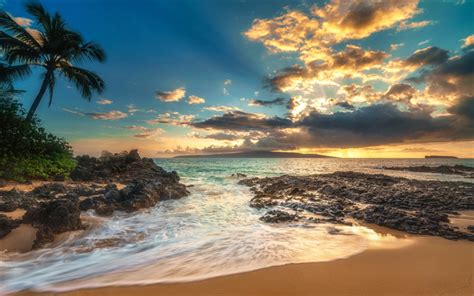 Télécharger Fonds Décran Makena Cove Maui Hawaii Coucher De Soleil