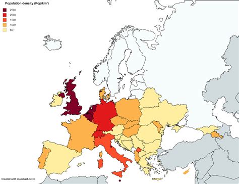 Population Density Of European Countries Popkm² Vivid Maps