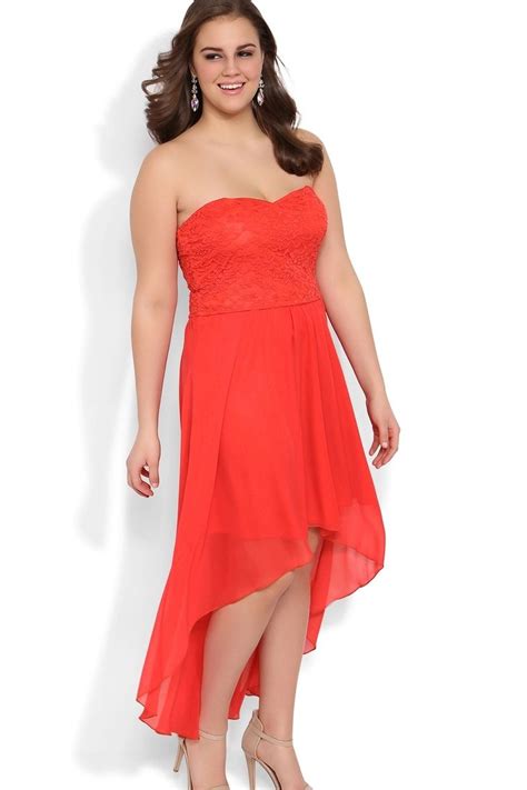 Shopstyle.com has been visited by 100k+ users in the past month Plus Size Sweetheart High Low Dress With Lace Bodice ...