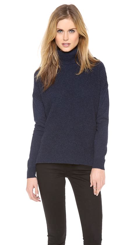 Lyst Theory Aldanta Cashmere Turtleneck Sweater In Blue