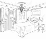 Coloring Bedroom Furniture Interior Drawing Bed Colour Printable Sketch Adult Drawings Template Perspective Ausmalbilder Living Canopy Detailed Sketches Outline Camera sketch template