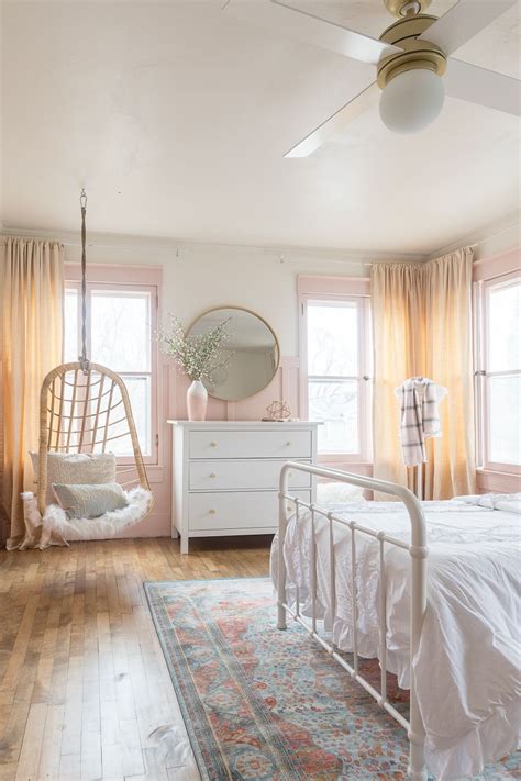 A Beautiful Pink And Gold Girls Bedroom With A Modern Yet Delicate