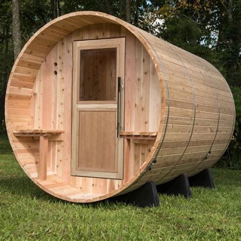 Almost Heaven Saunas Huntington Cedar 6 Person Electric Canopy Barrel Sauna Ahhnt71ru The Home