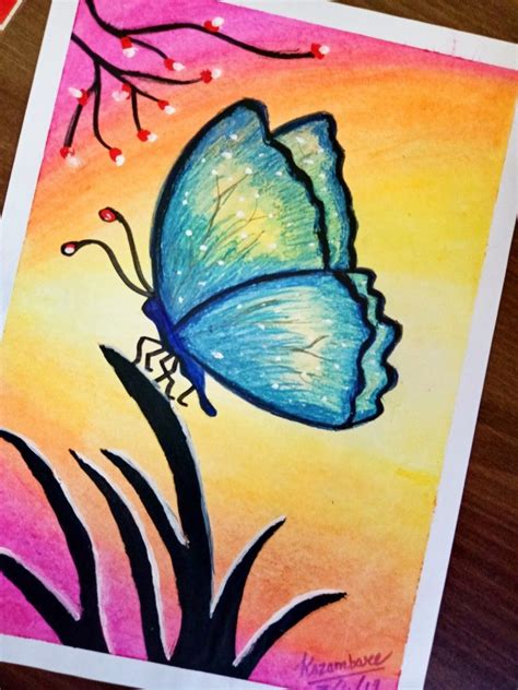 Butterfly Scenery Oil Pastel Drawings Easy Soft Pastels Drawing Oil