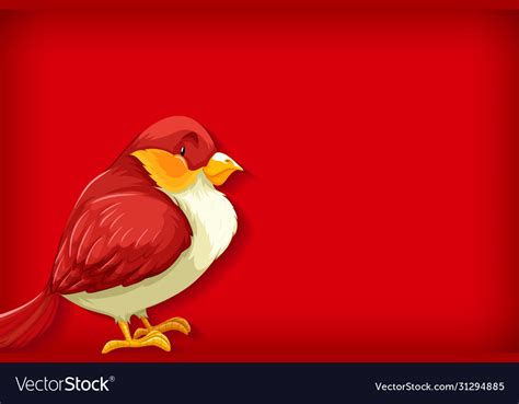 Background Template With Plain Color And Red Bird Vector Image