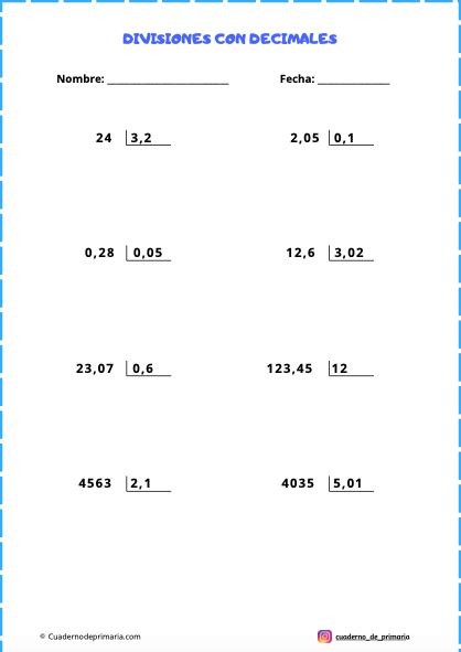 Descarga De Ficha De Ejercicios Con Decimales Gratis
