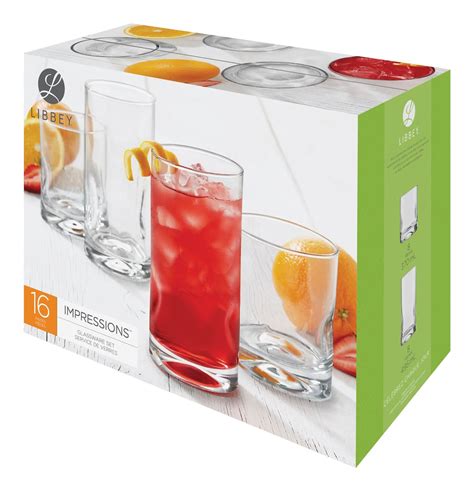 Libbey Impressions Glass Set 16 Pc Canadian Tire