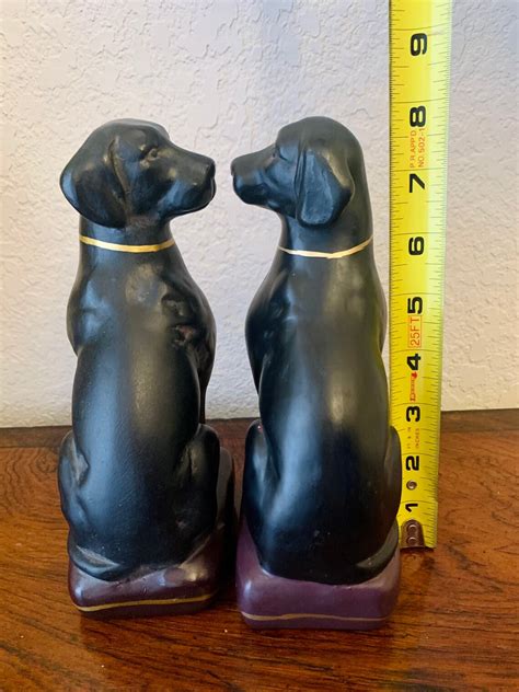 Vintage Solid Black And Gold Lab Dog Labrador Bookends Etsy