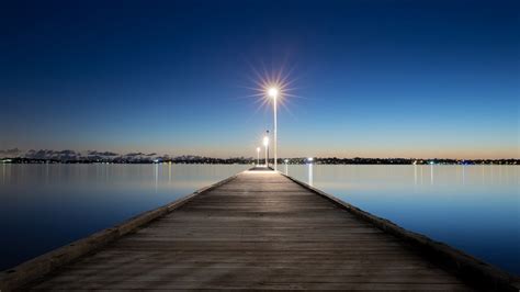 Pier At Sunset Night Light Hd Photo Wallpaper Preview