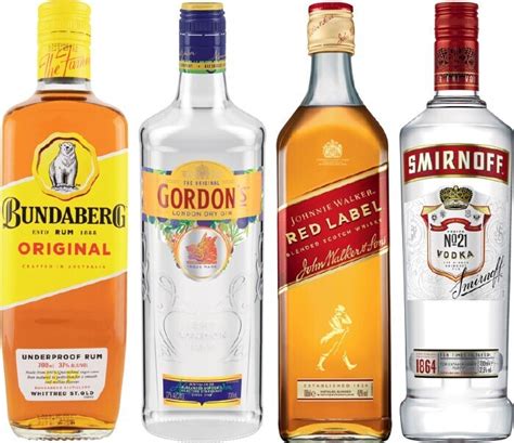 Bundaberg Rum UP Gordons Dry Gin Johnnie Walker Red Label Scotch Or Smirnoff Red Label Vodka