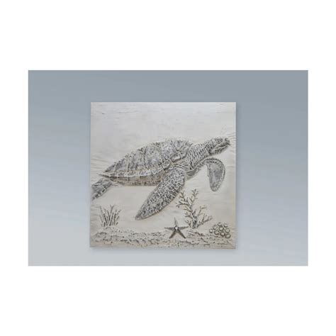 35 Sq White Turtle Coastal Metal Wall Art Plaque Wilford And Lee Home
