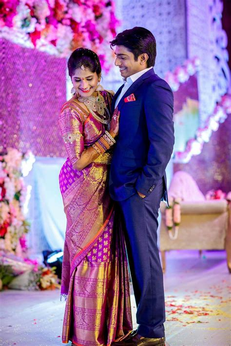 South Indian Telugu Bride At Her Engagement Ceremony Indian Wedding Receptions Indian Wedding