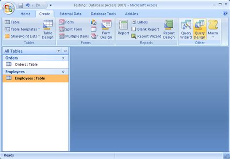 Ms Access 2007 Create A Query