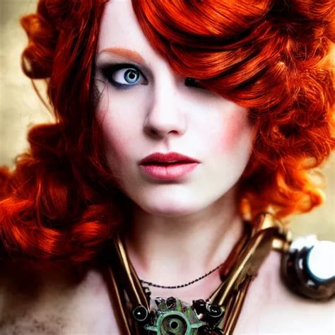 Beautiful Redhead Woman Steampunk Closeup Stable Diffusion Openart