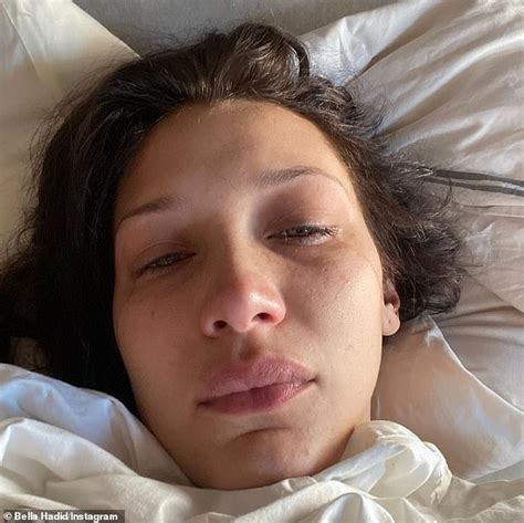 bella hadid posts a series of tearful and sad selfies as she reveals her own mental health