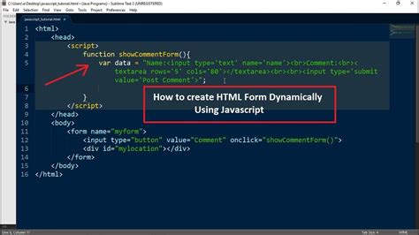 How To Create Html Form Dynamically Using Javascript Part Youtube