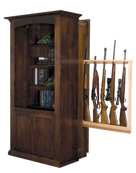 Covert Bookcase With Hidden Gun Rack Modern Amish Furniture