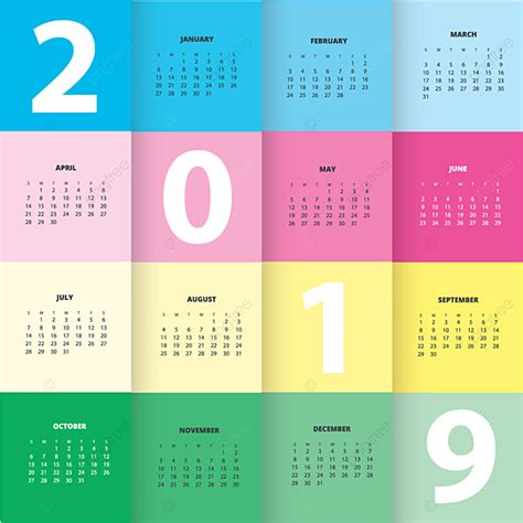 Color Calendar Vector Art Png Colorful Calendar Template Calendar