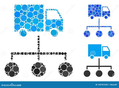 Truck Distribution Links Mosaic Icon Of Circle Dots Stock Vector
