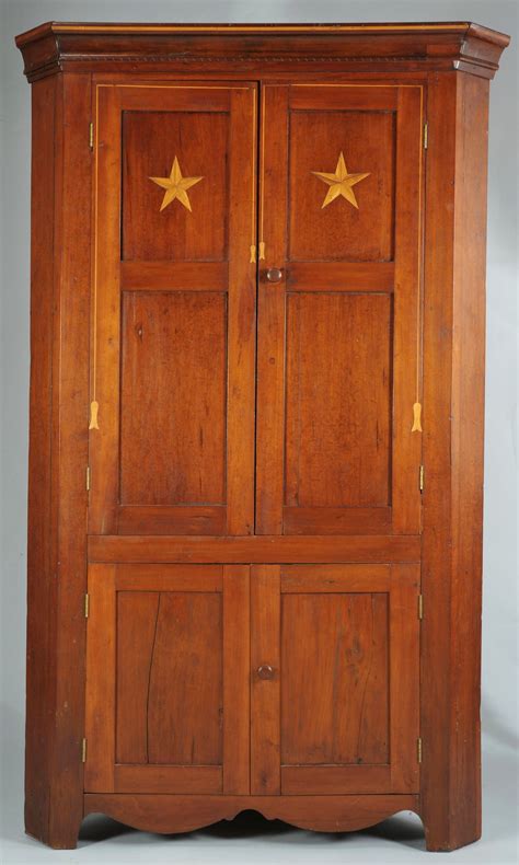 First unpack all of the parts of the wall drying cupboard kit and lay them out. Lot 291: E. TN Cherry Corner Cupboard with Tassel Inlay ...