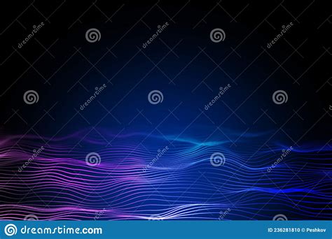 Bright Digital Polygonal Wave On Backdrop With Mock Up Place