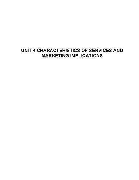 Unit 4 Characteristics Of Services And Marketing Implications Unit 4