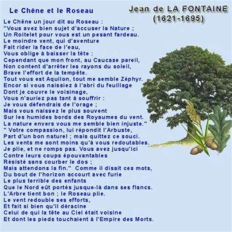 Fable Le Chêne Et Le Roseau Jean De La Fontaine Les Fables Herbs