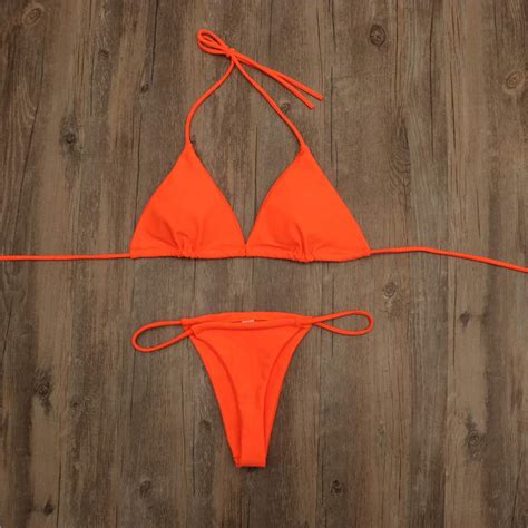 Xisimei Women Micro G String Bikini 2 Piece Sliding Top Thong Small Bra Buy Online In Uae At