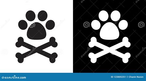 Dog Paw Vector Crossbones Pirate Icon Dog Bone Illustration Logo Stock