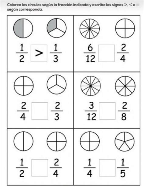 Colorea Los Círculos Según La Fracción Indicada Brainlylat