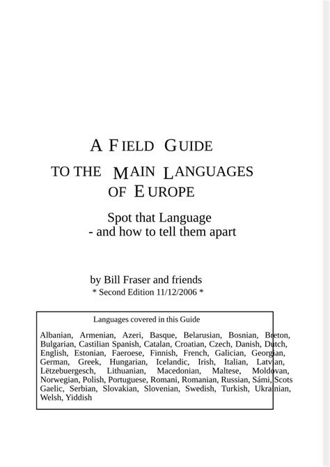 Pdf Field Guide Main Languages Of Europe En Dokumentips
