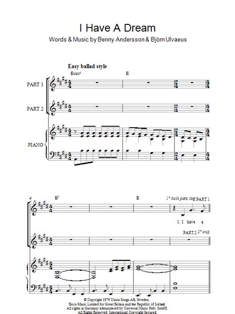 I have a dream, a song to sing to help me cope with anything if you see the wonder of a fairy tale you can take the future even if you fail. I Have A Dream | Sheet Music Direct