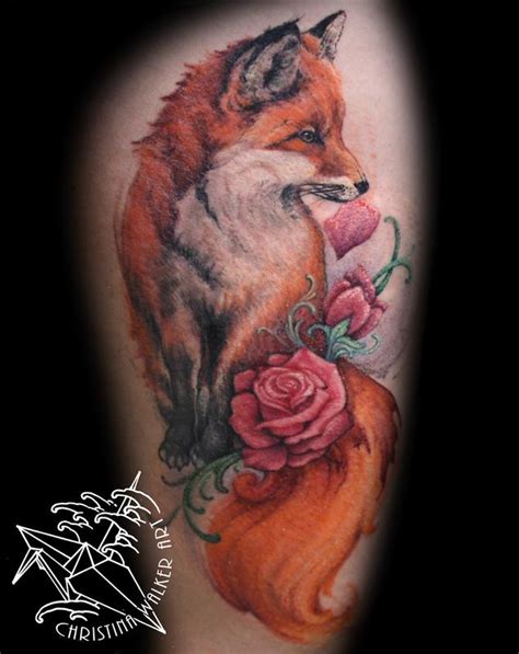 Watercolor Fox Thigh Piece By Christina Walker Tattoos