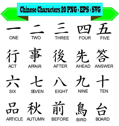 Chinese Characters Traditional Word Symbols Kanji Silhouette Etsy