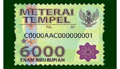 Meterai tempel baru tersebut sudah bisa diperoleh masyarakat di kantor pos seluruh indonesia. SIPLah | Materai 6000