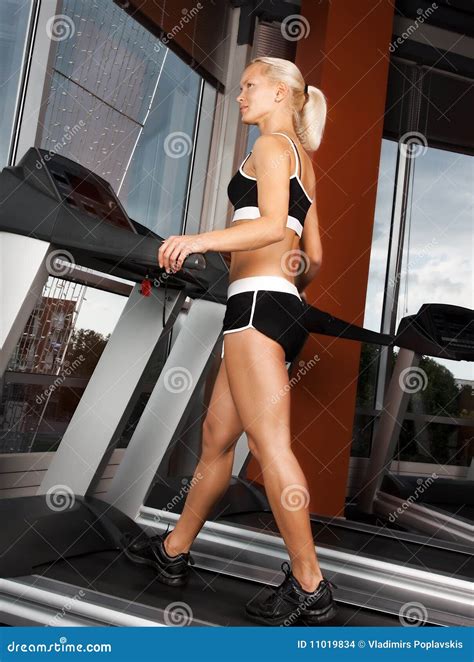 Young Attractive Girl Exercise On Treadmill Stock Images Image 11019834