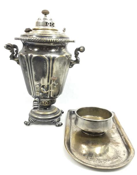 Lot 3pc Brass Russian Samovar Tray And Bowl